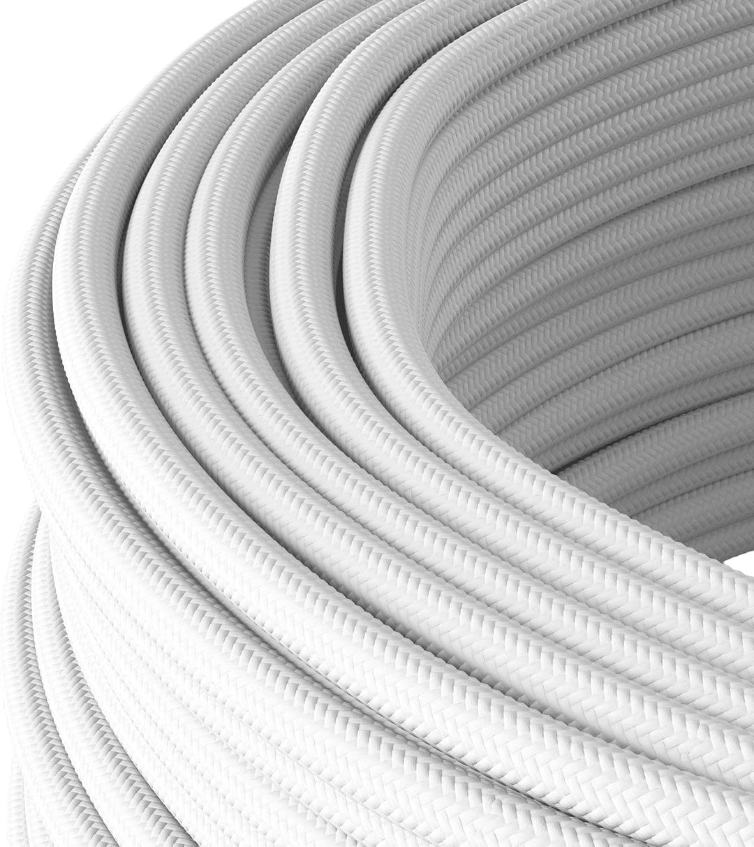 Textilkabel für Aufputz-Elektroinstallation, Rundkabel, dreiadrig (3×1.5mm²), Weiss - 50 Meter 50 Me