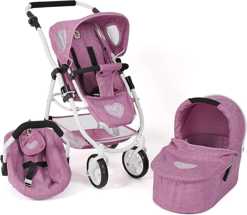 Bayer Chic 2000 - Puppenwagen Emotion All In, 3in1 Puppenwagen-Set bestehend aus Babywanne, Sportsit