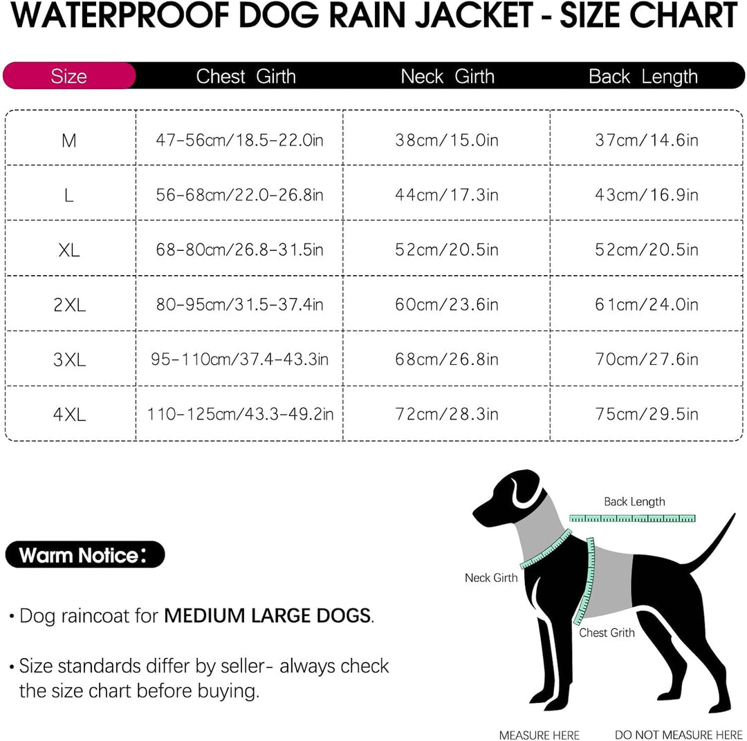 Hunde-Regenmantel – wasserdicht und reflektierend, verstellbare Passform mit Loch für die Leine und