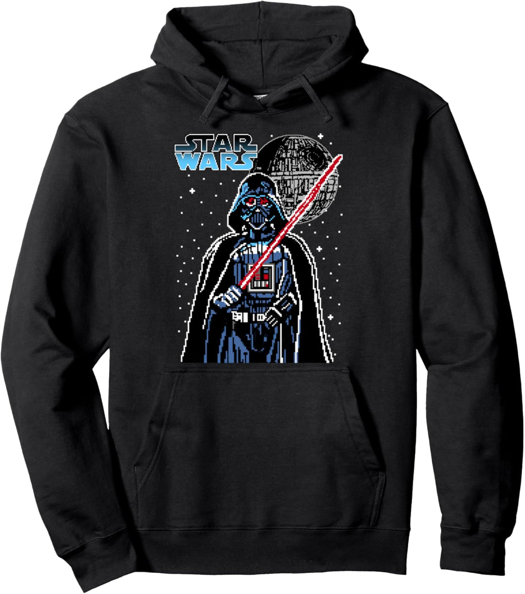 Star Wars 8-bit Pixel Darth Vader Death Star Pullover Hoodie