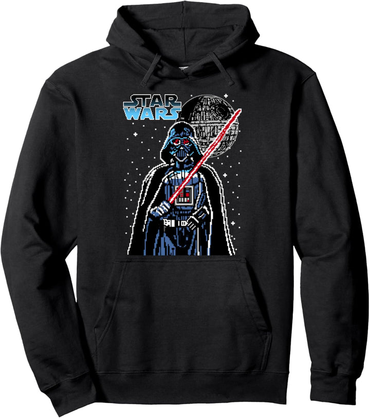 Star Wars 8-bit Pixel Darth Vader Death Star Pullover Hoodie