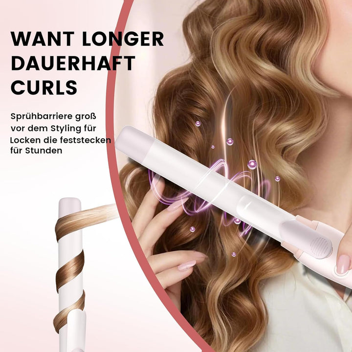 Lockenstab Automatisch Hair Curler with Klemme, Rotierend Curling Iron 1 Inch mit Tourmalin Keramik,