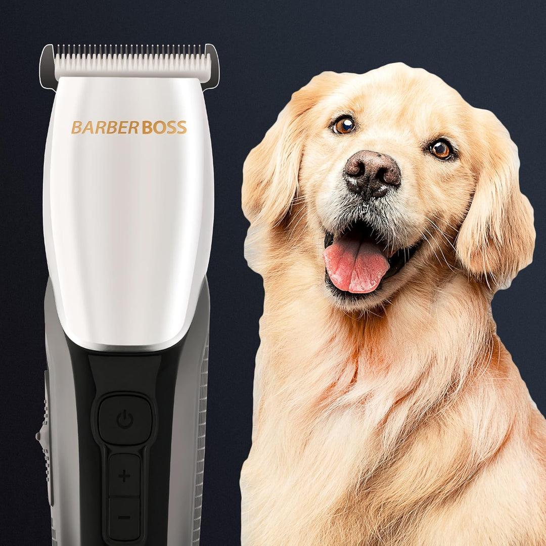 BarberBoss Kabelloses Tierpflegeset, Professionelle Hundeschermaschine für dickes Haar, Wiederauflad