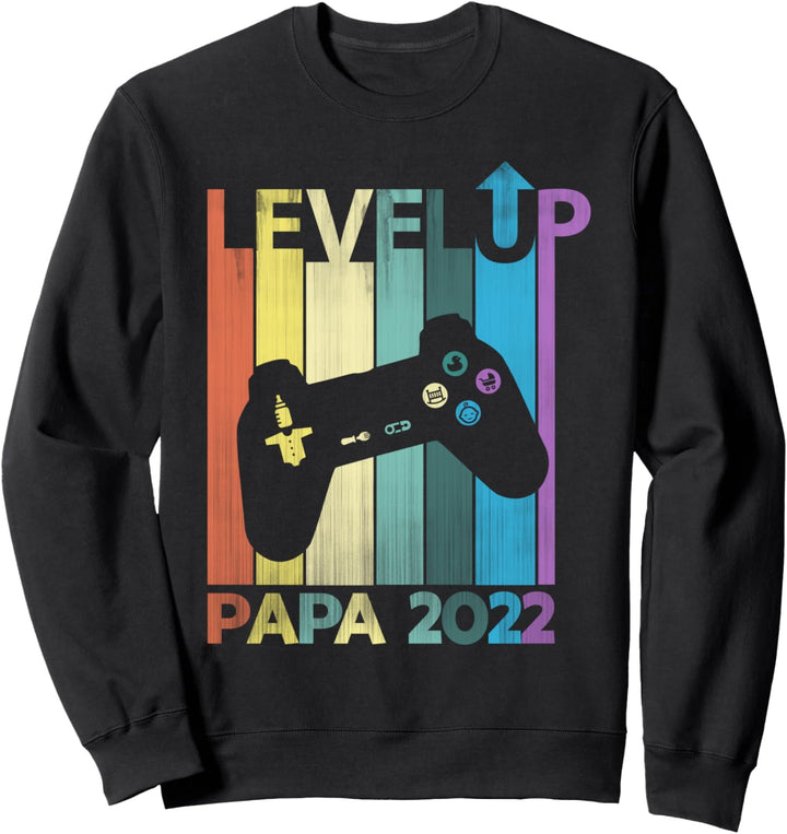 Papa 2022 Werdende Eltern Level Up Gamer Retro Vintage Stil Sweatshirt