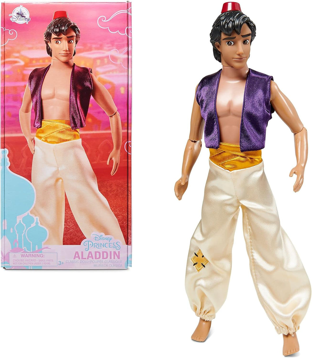 Disney Store Offizielle Aladdin-Puppe für Kinder, 32 cm, vollbewegliche Puppe mit geformtem Haar und
