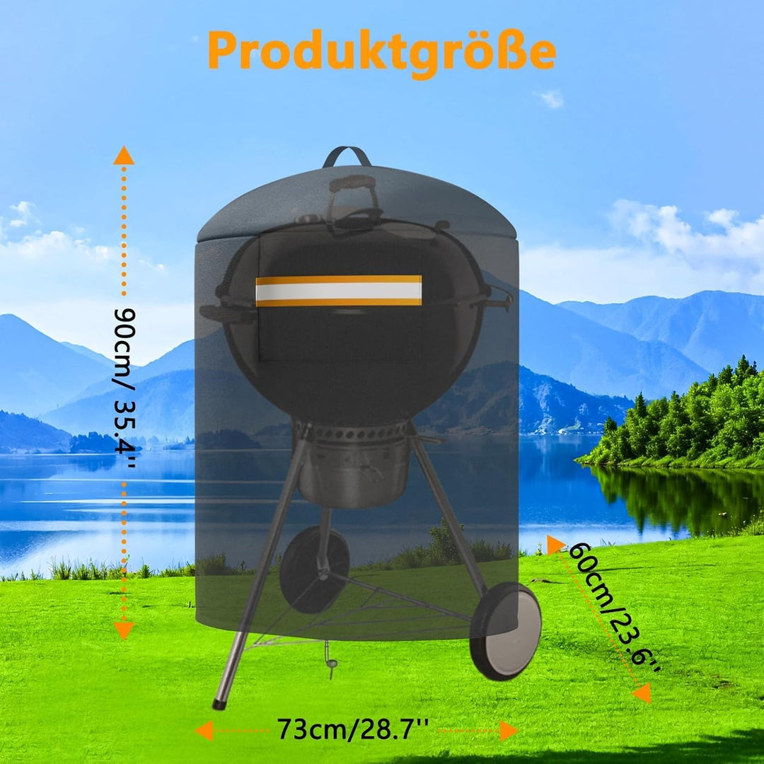 EVRBUL Robuste 420D Grill-BBQ-Abdeckung, Runde Raucher-Schutzhülle mit tragbarem Griff und Lüftung –