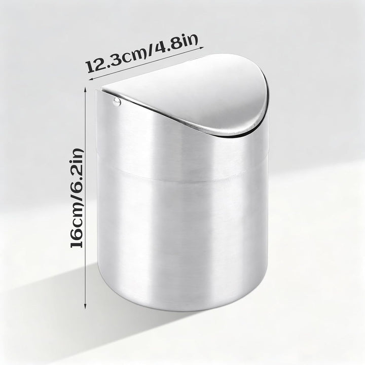 3er-Pack Tischabfalleimer Klein mit Deckel, 1,5 l Mini Tischabfalleimer mit Schwenkdeckel, Edelstahl