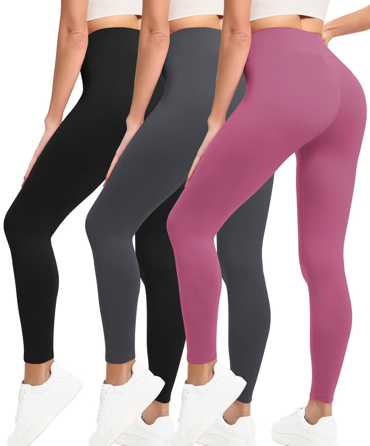 VALANDY Damen Weich Hosen-Set S-M 3 Packungen - Schwarz/Dunkelgrau/Dunkelrosa, S-M 3 Packungen - Sch