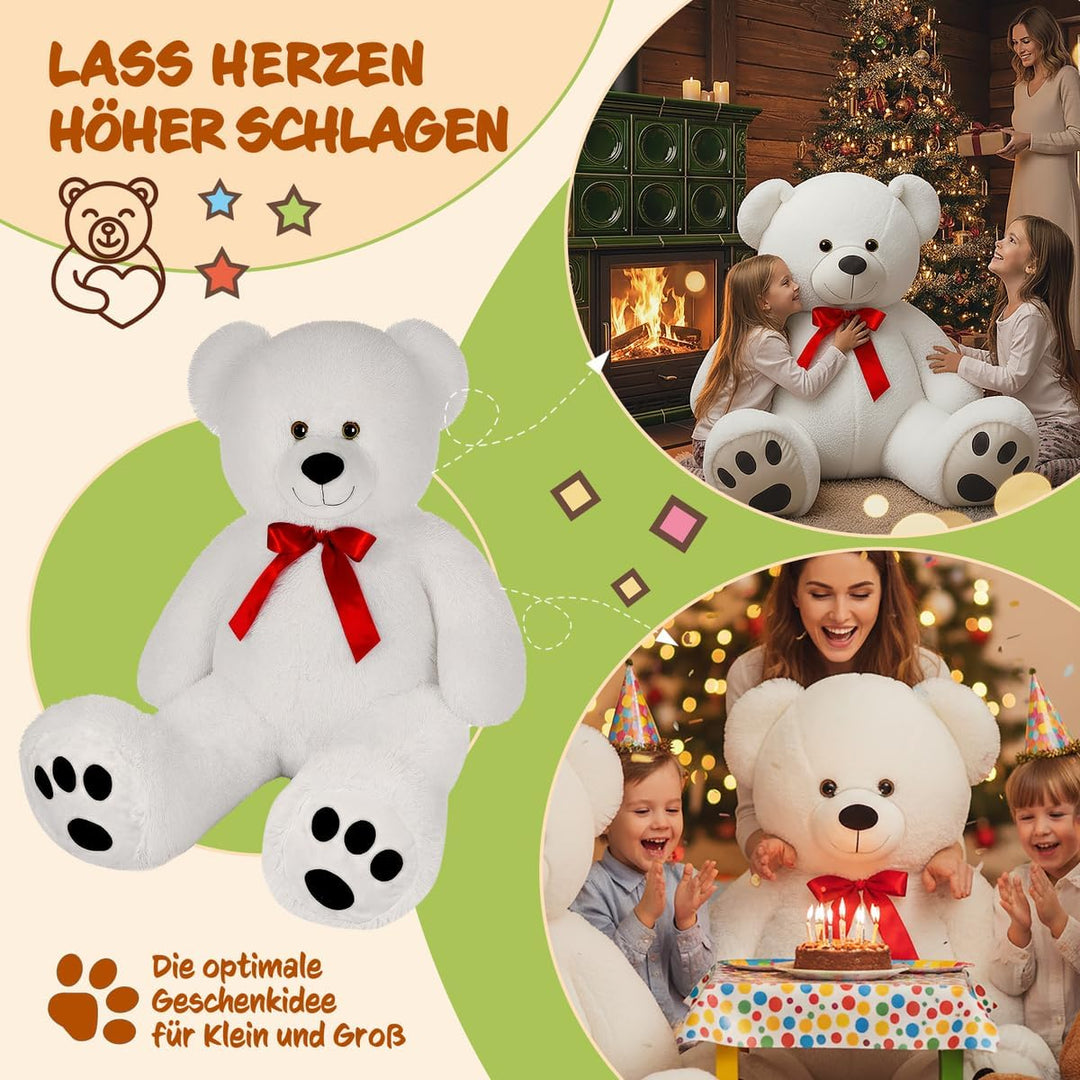 monzana® Teddybär L - XXXL 50-175cm Weiches Fell Schleife Tatzendruck Geschenk Plüschtier Kuscheltie