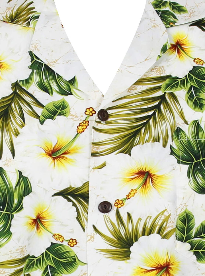 KY‘s | Original Hawaiihemd | Herren | S - 8XL | Kurzarm | Front-Tasche | Hawaii-Print | Hibiskus Blu