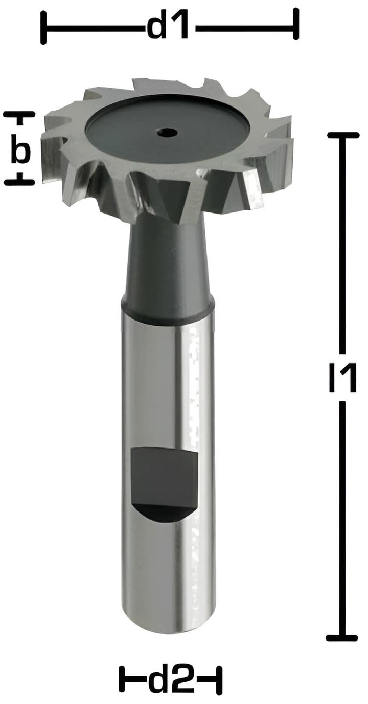 HSSE-Schlitzfräser, T-Fräser, T-Nutenfräser, kreuzverzahnt, DIN850, Z=8, Typ N, HB (19,5 x 6 x 63 -