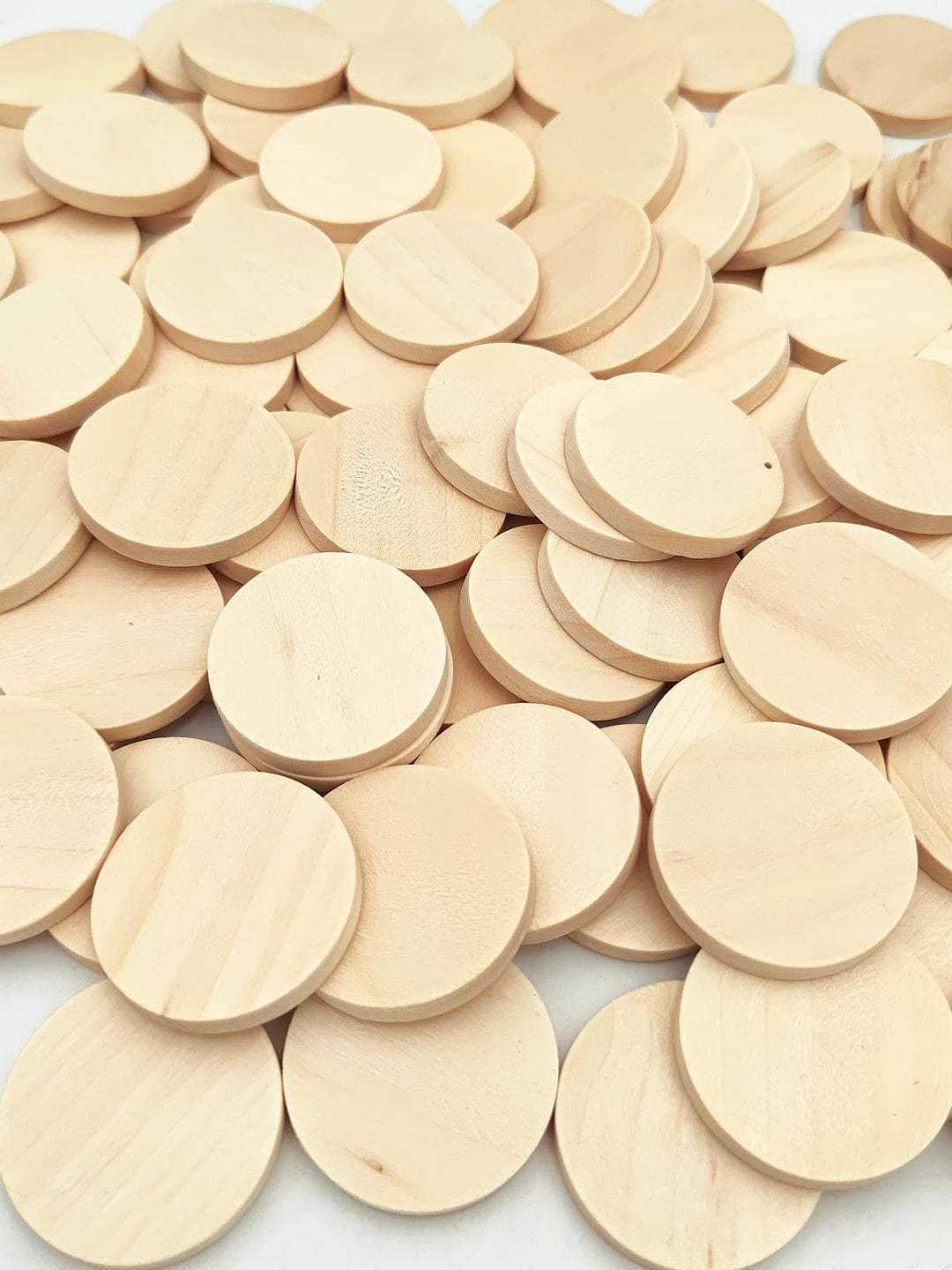 100 runde Naturscheiben in Weiss, unvollendete Kreise, Holzschmuck für Bastelarbeiten (3,5 cm) 3,5 c