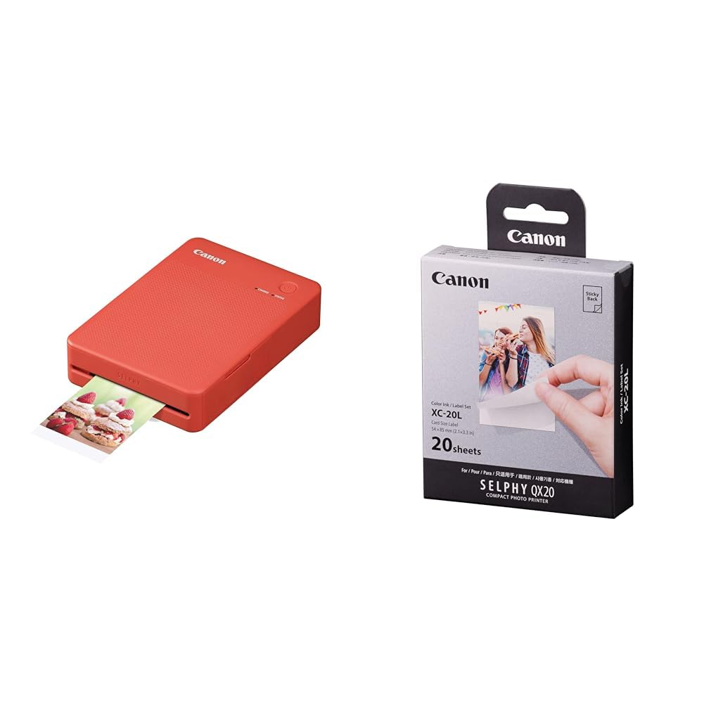 Canon Selphy QX20 Rot + XC-20L Vol. 20 Farbtinte/Etikettenset Selphy QX20 Red + XC-20L vol 20 Colour
