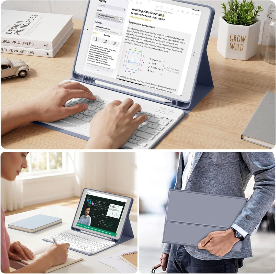 Hülle mit Tastatur für iPad 9. 8. 7. Generation 2021 2020 2019, iPad 9/8/ 7 10,2 Zoll Hülle mit Tast