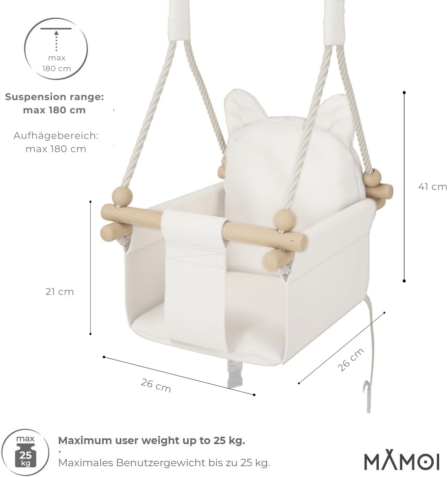 MAMOI® Babyschaukel, Baby schaukel Indoor, Kinderschaukel aus Holz, Holzschaukel für Kinder, Schauke