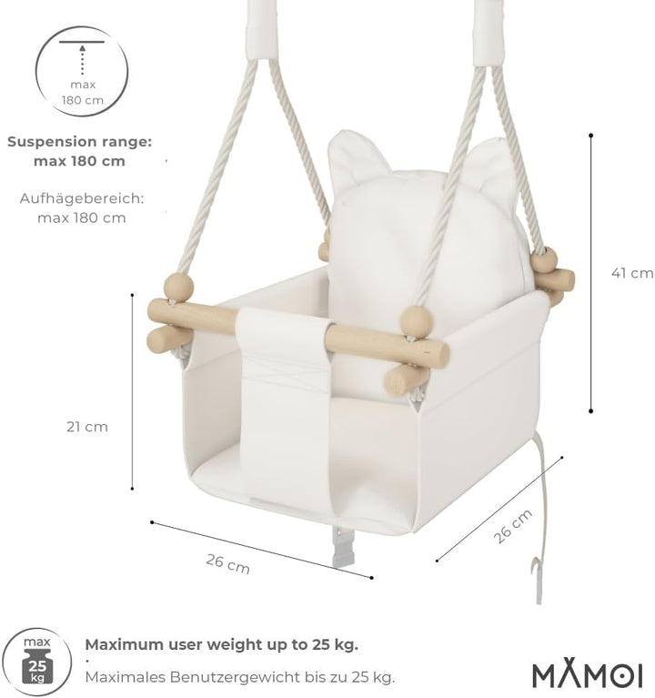 MAMOI® Babyschaukel, Baby schaukel Indoor, Kinderschaukel aus Holz, Holzschaukel für Kinder, Schauke