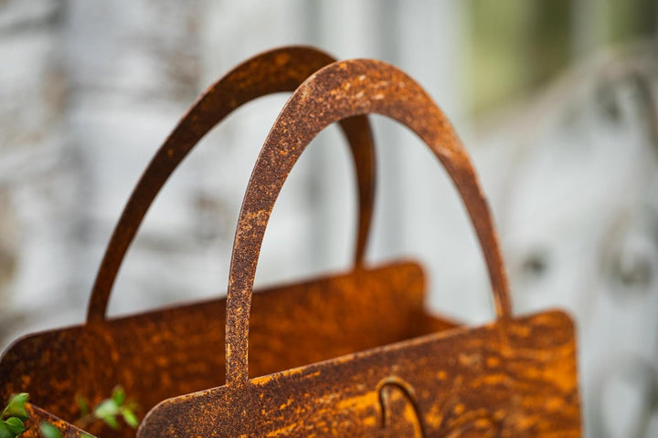 Bornhöft Tasche zum Bepflanzen Windlicht Beetdeko Metall Rost Gartendeko 27cm x 32cm Edelrost rostig