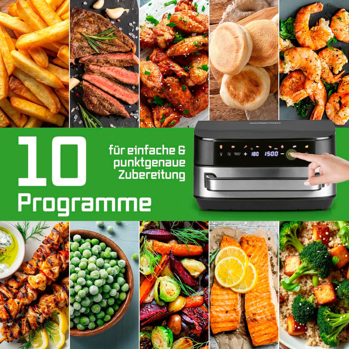 GOURMETmaxx AirGenius Heissluftfritteuse - 7 L Airfryer | Fritteuse mit XXL-Garfläche & 10 Programme