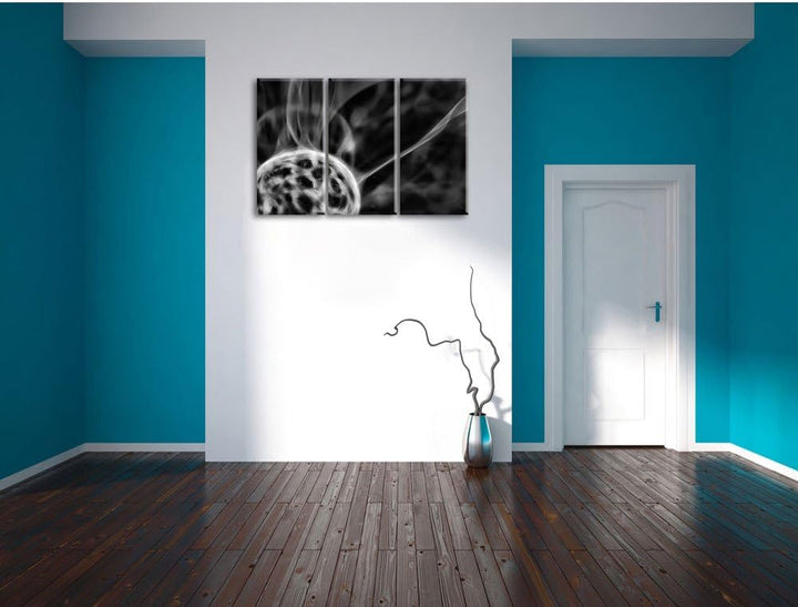 Pixxprint leuchtender Energieball als Leinwandbild/Grösse: 3 Teilig (120x80) cm/Wandbild/Kunstdruck/