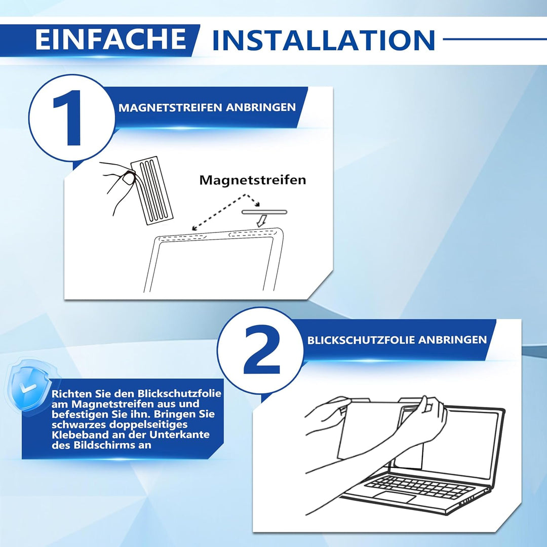 Magnetischer Laptop Blickschutzfolie 14 Zoll 16:10, Abnehmbarer Laptop Sichtschutzfilter und Blendfr