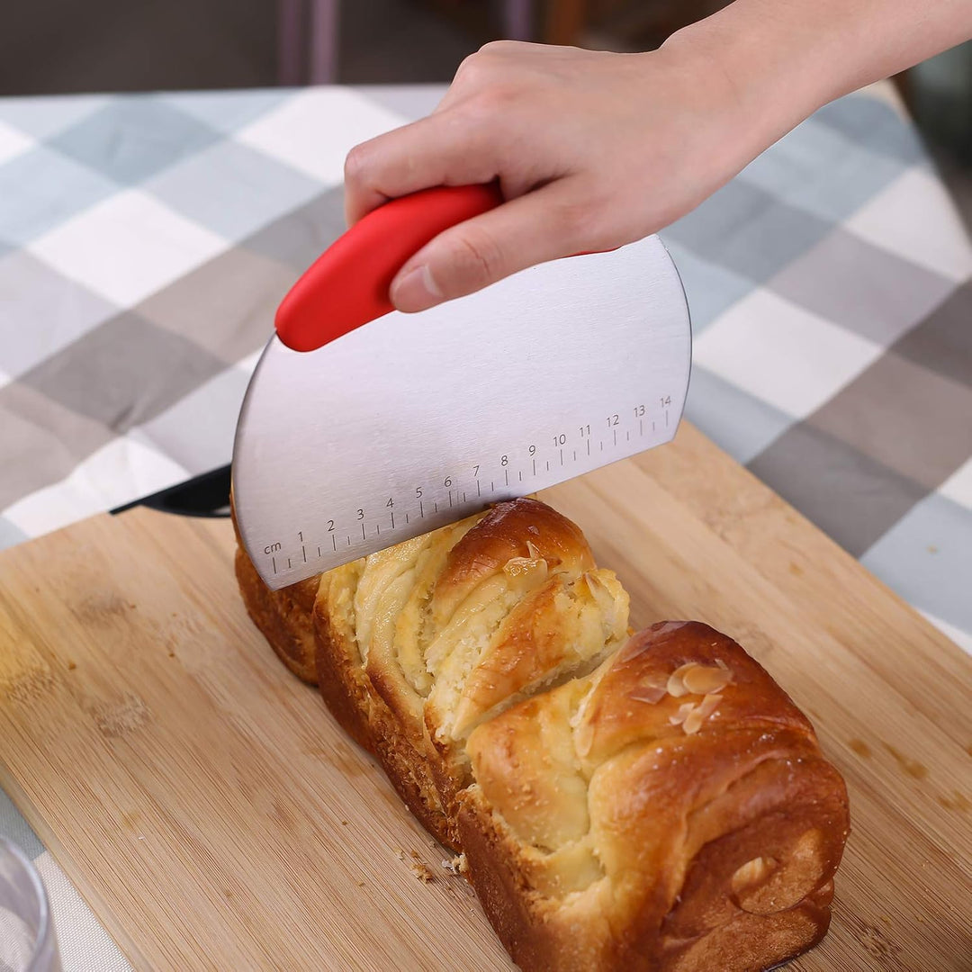 Teigschaber aus Edelstahl, für Gebäck und Pizzaschneider, flexibler Silikonschaber mit guter Griffig