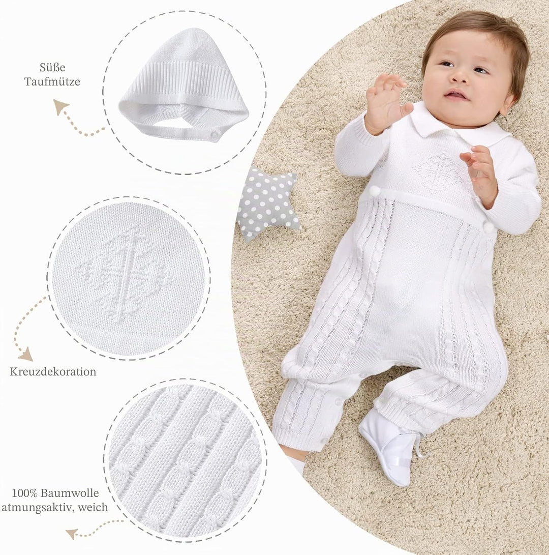 Booulfi Taufe Outfits für Jungen Baby Taufe Outfit Neugeborenes Srping Sommer gestrickt Pullover Str