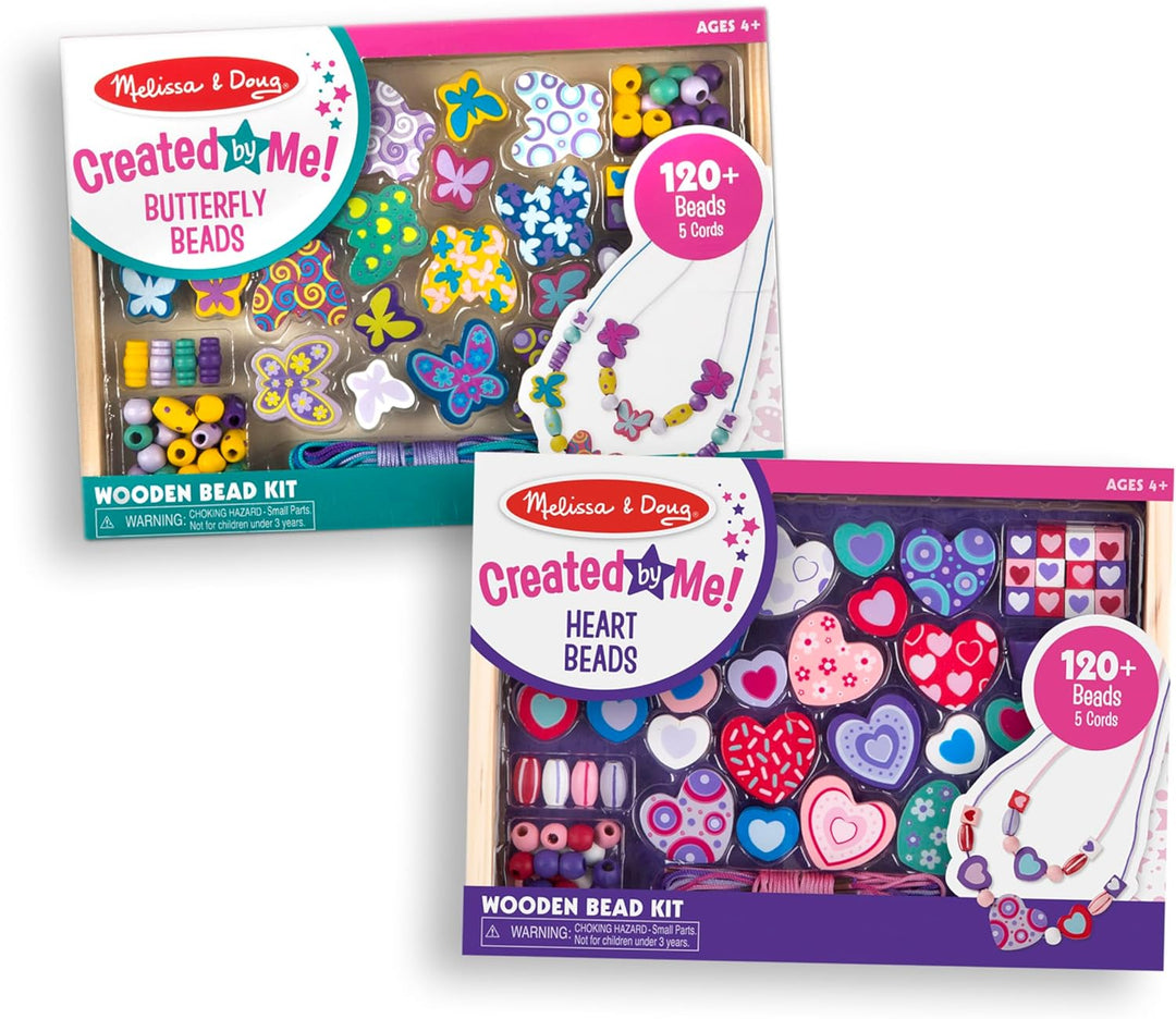 Melissa & Doug Bead Set Bundle, 2-Pack Herz- und Schmetterlings-Perlen-Set, Herz- und Schmetterlings