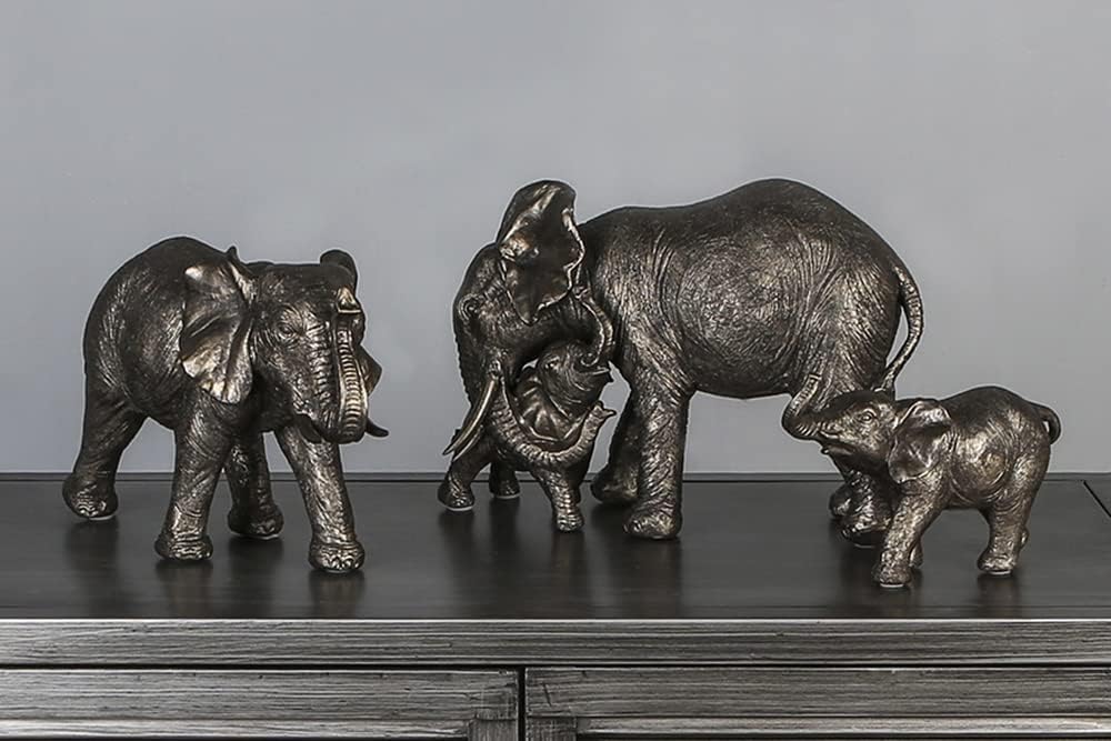 Casablanca Deko Figur Skulptur - Elefant Zambezi mit Jungem - grau/Gold - 29 x 21 cm