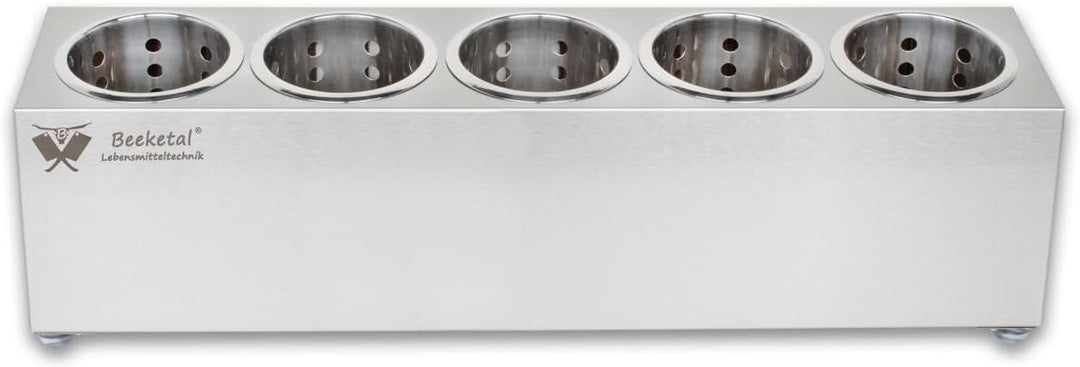 Beeketal 'BBK-5' Profi Gastro Besteckbehälter aus Edelstahl poliert inkl. 5 Köcher einreihig, entneh