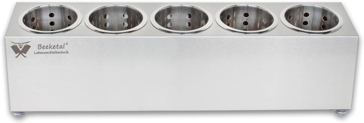 Beeketal 'BBK-5' Profi Gastro Besteckbehälter aus Edelstahl poliert inkl. 5 Köcher einreihig, entneh