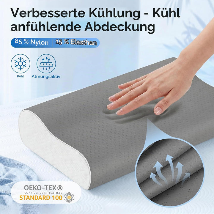 Elviros Memory Foam Kissen, Verstellbares Ergonomisches Kopfkissen gegen Nackenschmerzen, Nackenstüt