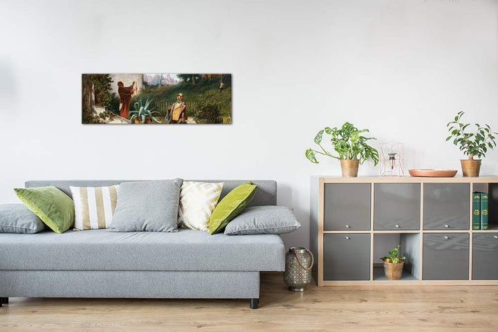 Bilderdepot24 Bild auf Leinwand | Carl Spitzweg Jugendfreunde in 90x30 cm als Wandbild | Wand-deko D