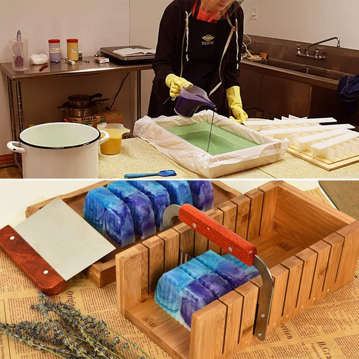 POFET Seifenschneider-Set, Holzformwerkzeug für Seifenherstellung, Brotschneider, Barschneider mit e