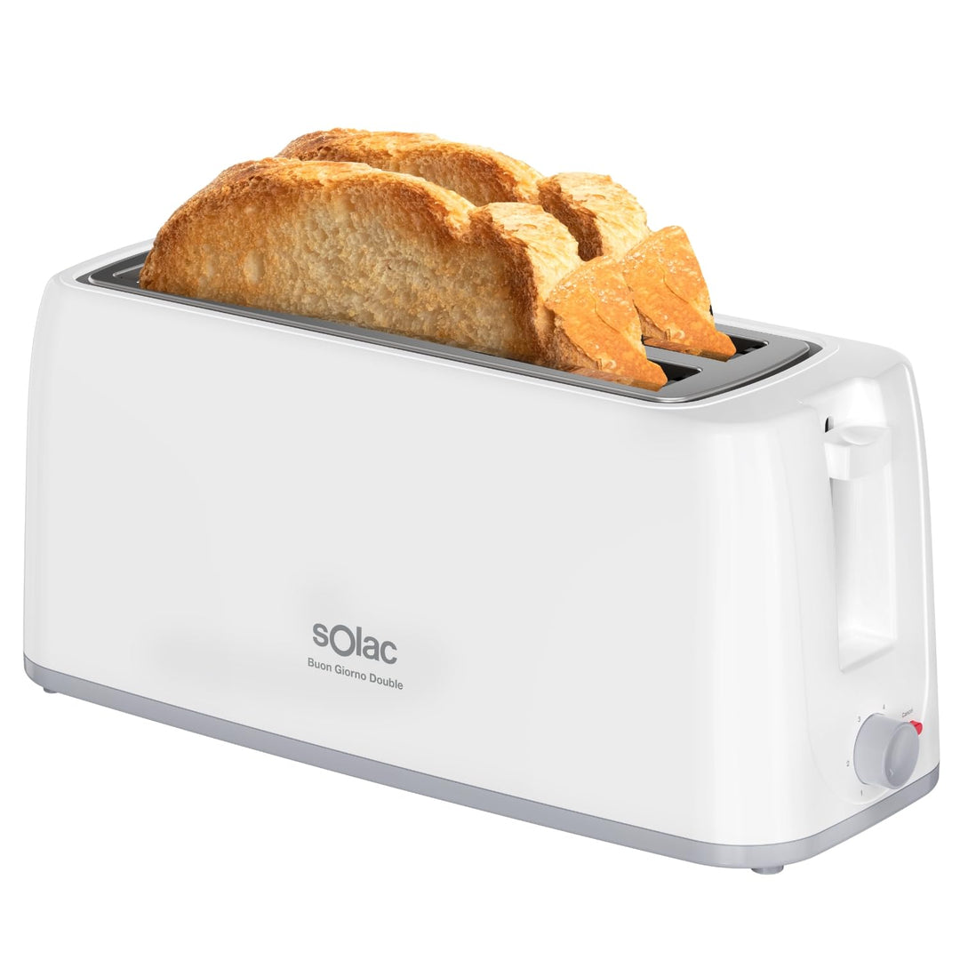 Solac - Toaster Buon Giorno Double 1200W | Zwei lange Schlitze | 6-stufiger Bräunungsregler | Selbst