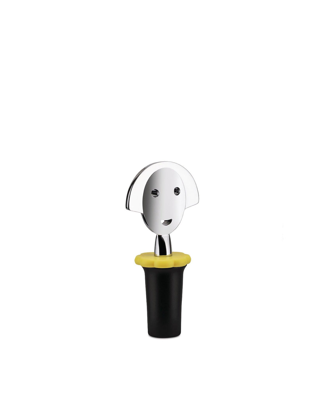 Alessi "ANNA STOP 2" Flaschenverschluss aus EVA, schwarz und verchromtem Zamak, 4cm, AAM06 B
