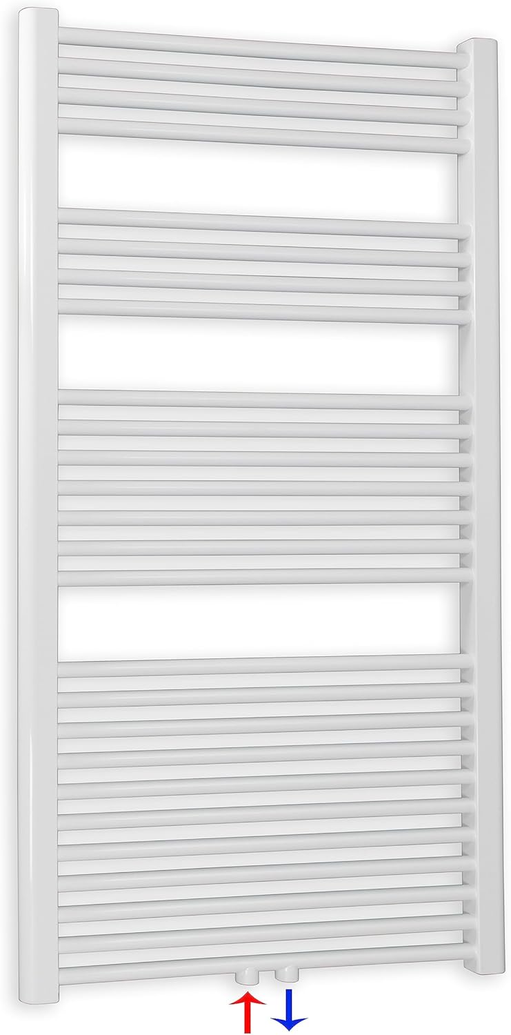 Heizkörper Badheizkörper Handtuchwärmer mit Mittelanschluss 50 mm weiss (1424 x 750 mm) (866 Watt na