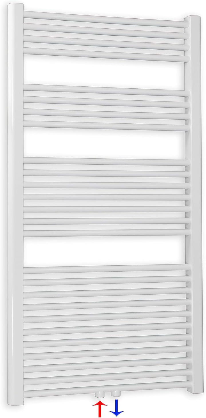 Heizkörper Badheizkörper Handtuchwärmer mit Mittelanschluss 50 mm weiss (1424 x 750 mm) (866 Watt na