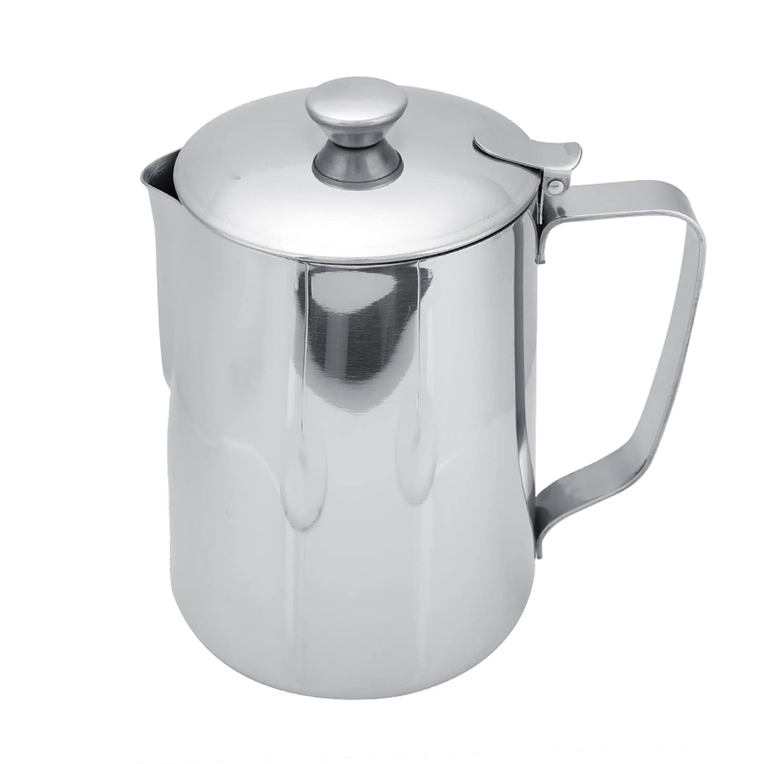 Milchkännchen mit Deckel, Milchkanne Edelstahl Milchschaumkännchen Kaffeekännchen Kännchen für Kaffe