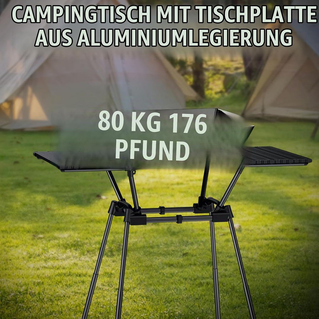 GARLLEN Campingtisch klappbar, 89x40,5cm &amp; 4 höhenverstellbar Klapptisch Aluminium Leicht Mehrzweckt