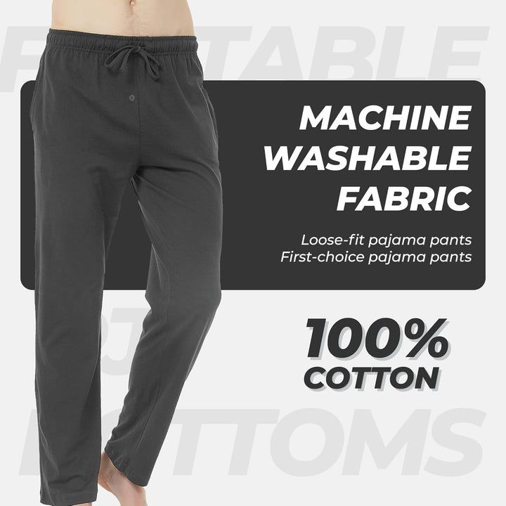 U2SKIIN Pyjamahose Herren lang 100% Baumwolle, Schlafhose Herren Schlafanzughose lang Pyjama Hose Sc