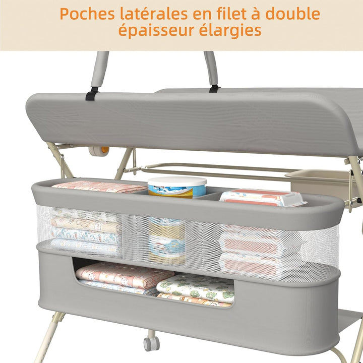 OHMG klappbare Wickelkommode Wickeltisch, Baby Wickelkombi, mit Wickelauflage Sicherheitsgurt und Ab