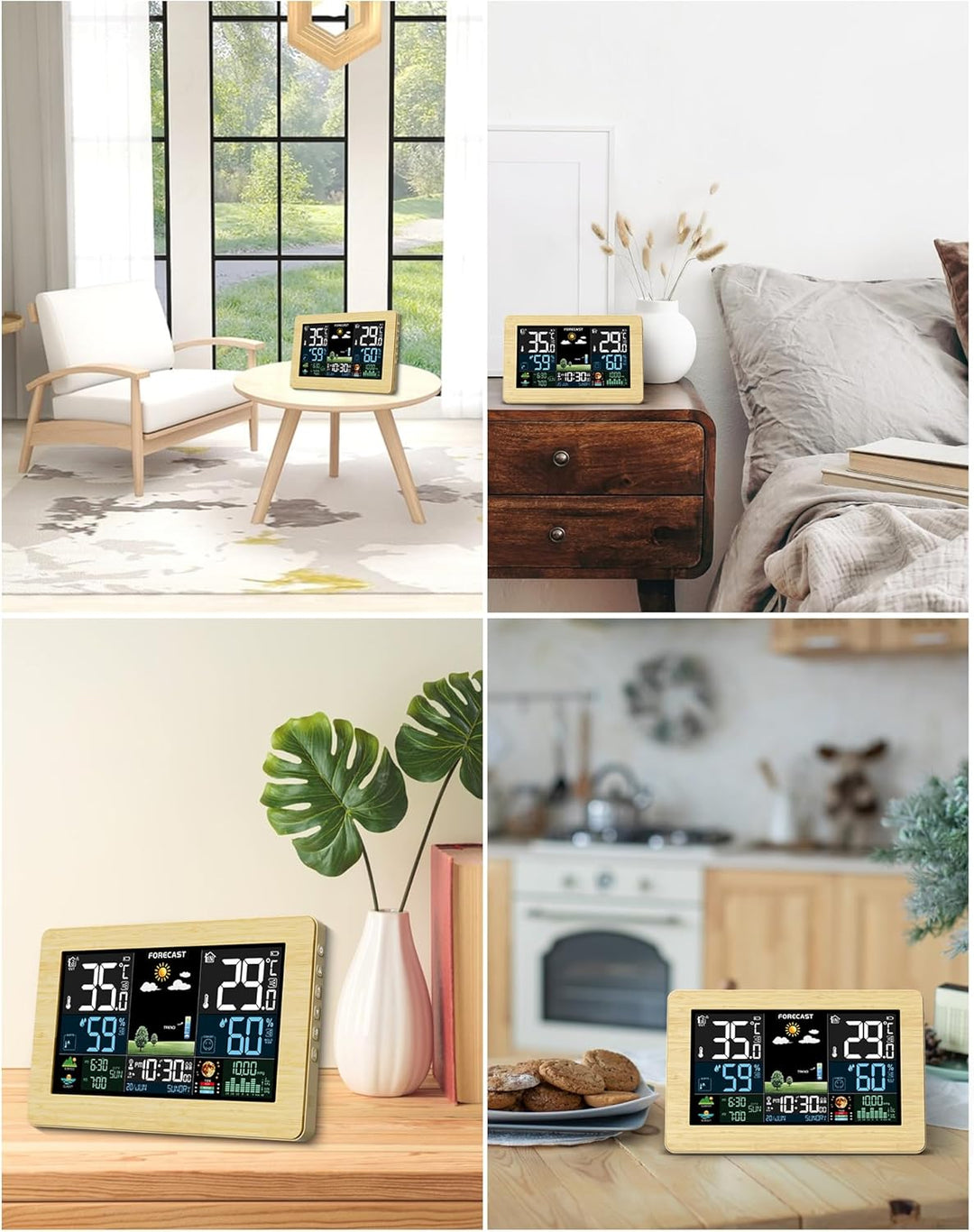 Wetterstation Funk mit Aussensensor, Farbdisplay, Wettervorhersage, Temperatur, Luftfeuchtigkeit, We
