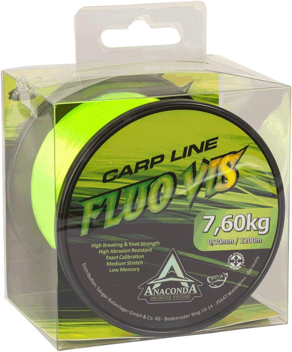 Anaconda Unisex Jugend Fluovis Green Carp Line 1.200m/ 0,30mm