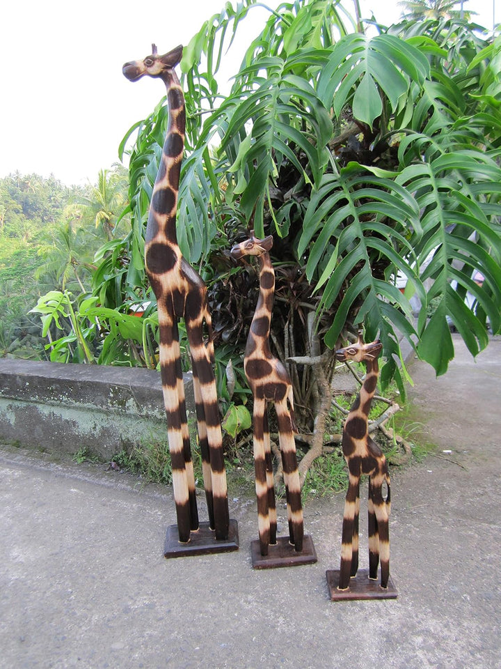 3 er Set 60cm 30cm 20cm Holz Holzgiraffen Familie Holzgiraffe Giraffe Afrika Stil GH, 3 Er Set 60cm