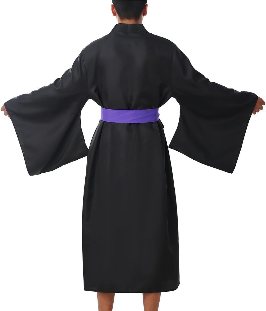 BPURB Herren japanische Yukata traditionell Kimono Robe Pyjamas Bademantel Morgenmantel Langarm V Au