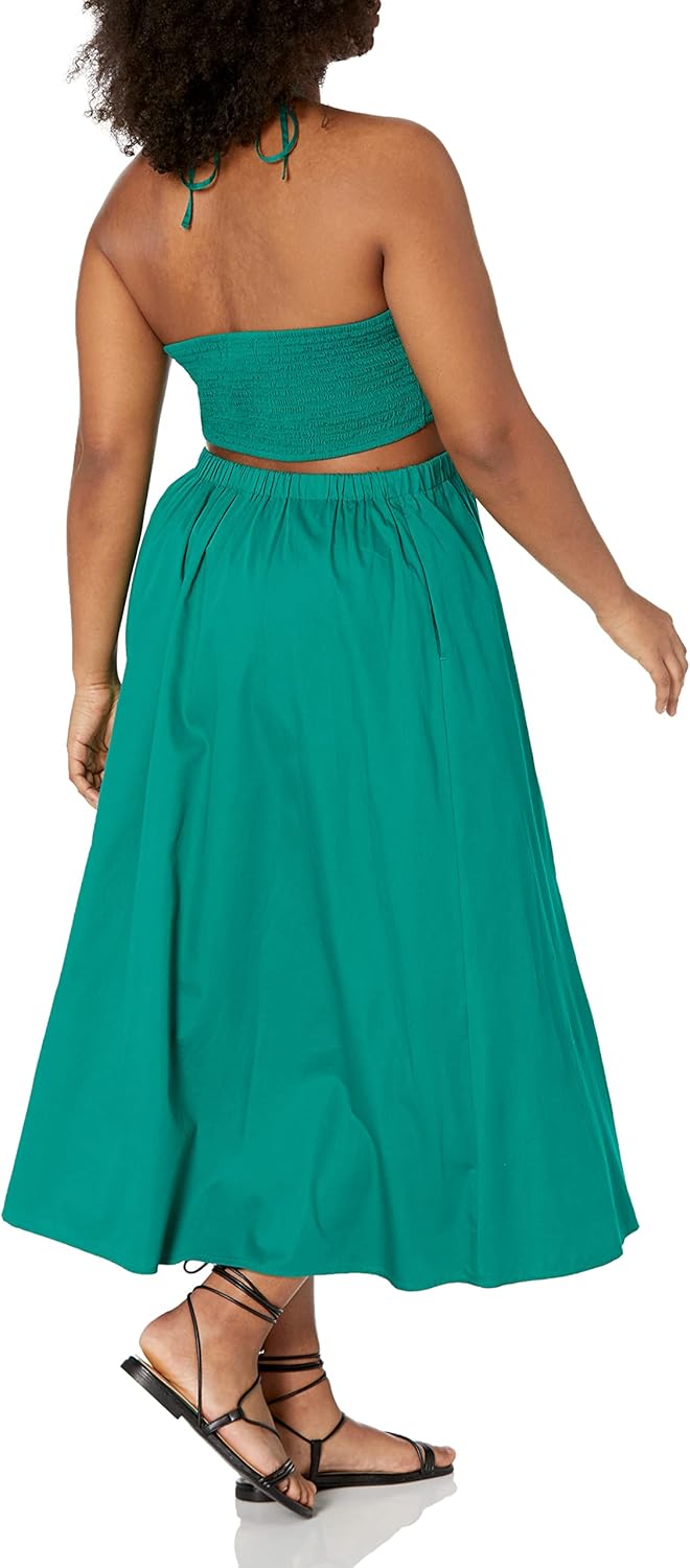 The Drop Damen Brinda Maxikleid aus Baumwolle mit Ausschnitten und Neckholder Maxi Dress L Ultramari