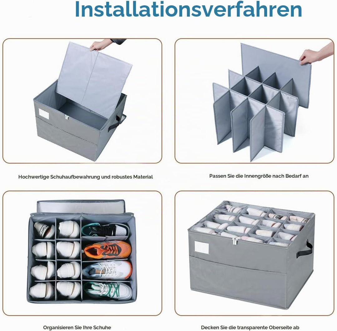 Schuhorganizer für Closet, Passt 16 Paare, grosse Schuhschrank, Schuhbox mit Durchsichtigem Deckel,