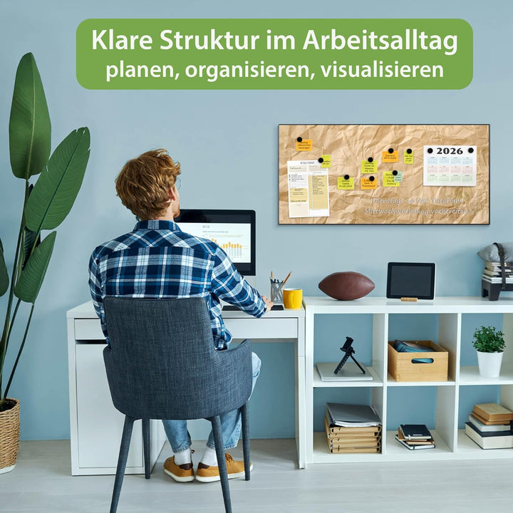 banjado Magnettafel schwarz 78 x 37cm / Magnetwand Metall/Magnetpinnwand als Memoboard/Pinnwand Magn