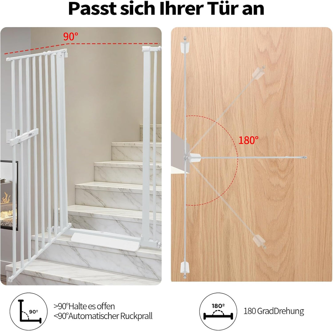 Katzengitter Tür, Schutztor Ausziehbar Haustiere Katzentiertor 150cm Haustiergitter Extra Hoch mit D