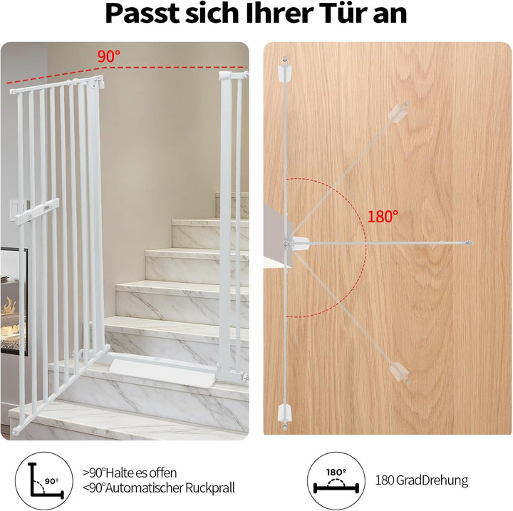 Katzengitter Tür, Schutztor Ausziehbar Haustiere Katzentiertor 150cm Haustiergitter Extra Hoch mit D